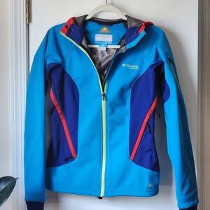 Columbia Titanium Jacket Womens XS Blue Red Omni-Tech Waterproof Ski Hiking